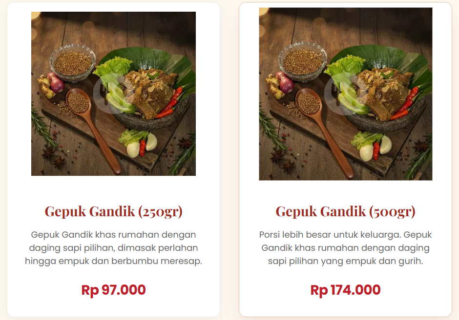 Daftar Menu Gepuk Gandik Ema Eti